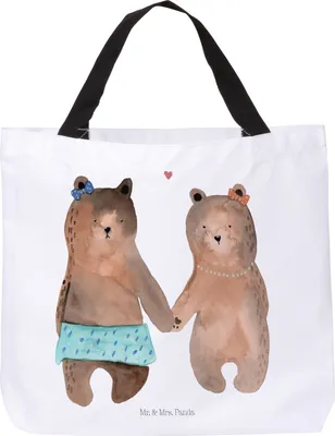 Produktbild von Mr. & Mrs. Panda Strandtasche Bär Freundin - Weiß - Geschenk, Tasche, Teddy, Tragetasche, Tote Bag, Beste Freund Liebe Liebesbeweis Verliebt Kumpel Kumpeliene