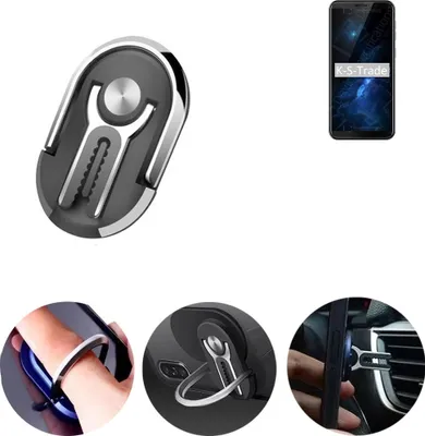 Produktbild von K-S-Trade 3in1 Smartphone-Ring Handy-Ring kompatibel mit Cubot J5 Fingerhalterung  Handyring Tischständer Lüftungsgitter-Halterung Tisch Ständer