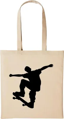 Produktbild von Huuraa Baumwollbeutel Skater Geschenk Einkaufstasche Natural 10 Liter Baumwolle Skater Accessoire