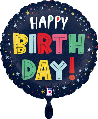 Produktbild von Folienballon rund 45cm Colourful Stars Happy Birthday
