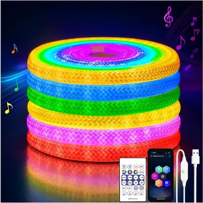 Produktbild von RGBIC Neon LED Strip 5 m App & Fernbedienung Musiksync wasserdicht LED Lichtband
