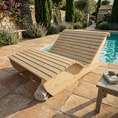 Produktbild von Holzliege Waldsofa Wellenliege Relaxliege "Sigi" Gartenliege Massivholz Fichte gerade 120cm Himmelsliege