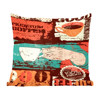 Produktbild von MuchoWow® Zierkissen Sofakissen Wohnzimmer Dekokissen 40x40 cm Kaffee - Collage - Vintage - Foto Kissen - Schlafzimmer Dekoration