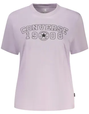 Produktbild von Lila Damen Kurzarm-T-Shirt mit Print und Logo - Zeitloser Stil
