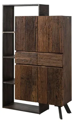 Immagine prodotto di MASSIVMOEBEL24 | Credenza in legno di acacia / legno riciclato 118x40x183 laccato marrone SEVILLA #01