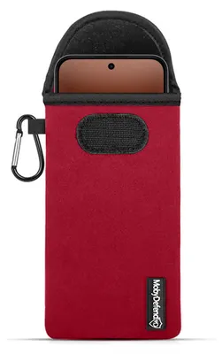 Productafbeelding van MobyDefend Hoesje - Geschikt voor Oppo A7 Pro - Neopreen Pouch Met Karabijnhaak - Insteek - Riemlus - Rood