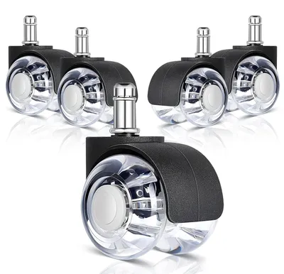 Zdjęcie produktu dla Kółka do fotela biurowego zestaw 5 sztuk, 11 mm x 22 mm, obrotowe 360 stopni, do twardych podłóg