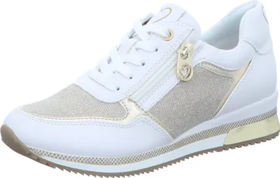 Produktbild von MARCO TOZZI Damen-Sneaker-Schnürhalbschuh Weiß-Gold, Farbe:weiß, EU Größe:40