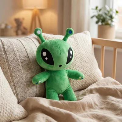Produktbild von Alien Monster Plüschtier 33cm Grün Tentakel Horn Horror Puppe Kuscheltier Kinder Geschenk