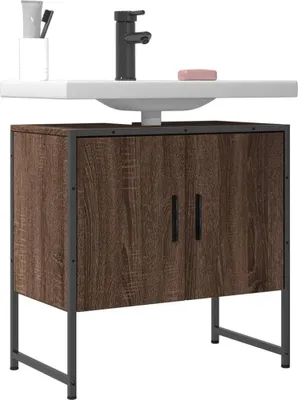Produktbild von Design Waschbeckenunterschrank Braun Eichen-Optik 60x33x60 cm, Badezimmerschränke 2024 Neu