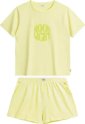 Produktbild von Atlantic Damen Pyjama Baumwolle | Moon Light Shirt + Shorts mit Logo-Gummibund | Kurzarm | Sommerkomfort | Homewear | NLP-487