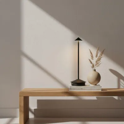 Productafbeelding van OMNIEXA Tafellamp - Mat Zwart – Dimbaar & Draadloos – 3 Lichtstanden – LED Designlamp met TouchControl – Luxe Tafellamp voor Woonkamer of slaapkamer