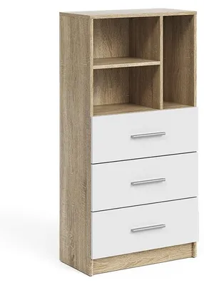 Produktbild von Universalschrank Vicco Tomy Sonoma/Weiß 60 x 120 cm mit 3 Schubladen, Model 63450