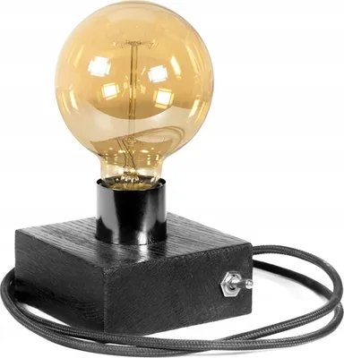 Produktbild von LED Wood | Edison Tischlampe, Nachttischlampe, 10x10 cm, Schwarz Eiche, Retro, E27, 40W, Glühbirne