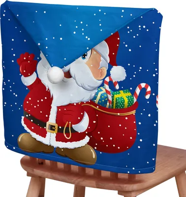 Produktbild von 4er Set Weihnachtsstuhlbezüge, Kurzhaarfleece Rückenlehnenbezüge, Wendbare Druckstuhlbezüge, Geschenk für Senioren, 50*65cm