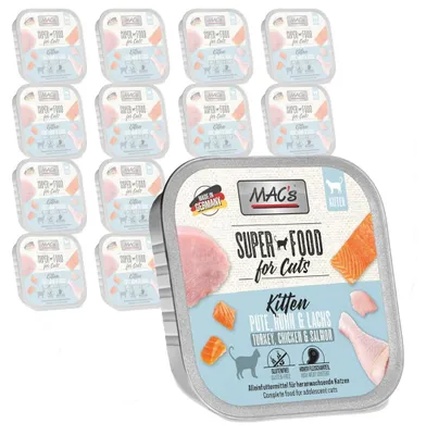 Produktbild von MAC's Kitten Tacka 16x100g Getreidefreies Nassfutter für Kätzchen mit Pute, Huhn und Lachs