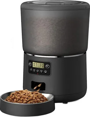 Produktbild von 4L Automatischer Futterspender für Haustiere, Timergesteuerter Futterspender für Katzen und Hunde, Automatischer Trockenfutterspender mit Napf