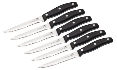 Steakmesser-Set Deluxe, 6 Stück, Edelstahl, schwarz