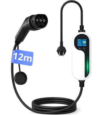 Produktbild von Loady Typ 2 Ladekabel Schuko, 1-phasig, 12m, 6-16A, Ladekabel für Elektroauto Typ 2, Einstellbare Mobile Ladestation