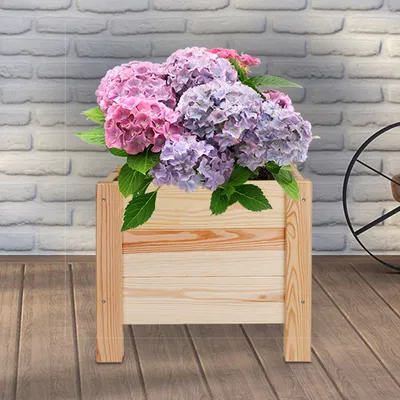 Produktbild von Blumentopf Blumenkasten Holz Innen- und Außenbereiche Pflantzopf mit Innenfolie 40x40x34cm