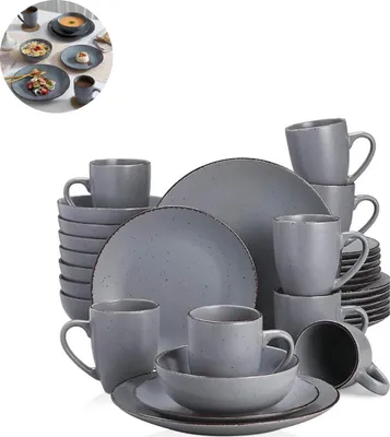 Produktbild von s Servierset – 32-teilig – für 8 Personen – Porzellan – Geschirrset – Teller – Dessertteller – Suppenteller