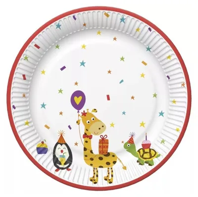 Obrázek produktu pro Sada 8 roztomilých talířků s motivem zvířátek, 18 cm