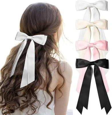 Immagine prodotto di Set di fermagli per capelli - eleganti fermagli da donna, mollette, fiocchi - ideali per acconciature alla moda (beige/bianco/rosso/nero)