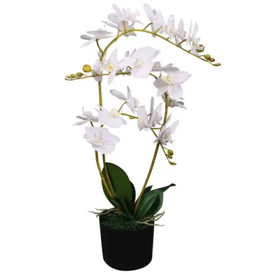 Produktbild von The Living Store Künstliche Orchidee mit Topf 65 cm Weiß
