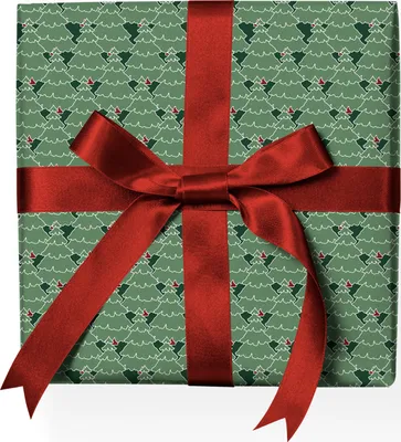 Produktbild von Schönes Weihnachts Geschenkpapier mit grafischem Weihnachtsbaum Muster, grün - G22149, 32 x 48cm