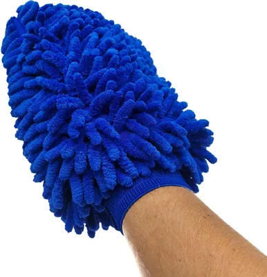 Immagine prodotto di Spugna per la pulizia dell'auto - spugna per auto - guanto di lavaggio - guanto di spugna per la pulizia - 1 lato blu