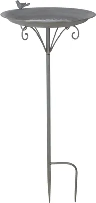 Produktbild von Esschert Design Grey Metal Vogeltränke auf Stab; FB402; 35,5x35,5x107,0 cm