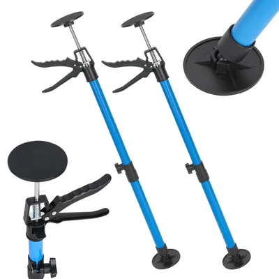 Immagine prodotto di Peviasot, set di 2 supporti telescopici per montaggio, altezza regolabile da 50 a 115 cm, con piedini antiscivolo, capacità di carico di 30 kg ciascuno, barra di supporto blu per soffitti, cartongesso e lavori di montaggio