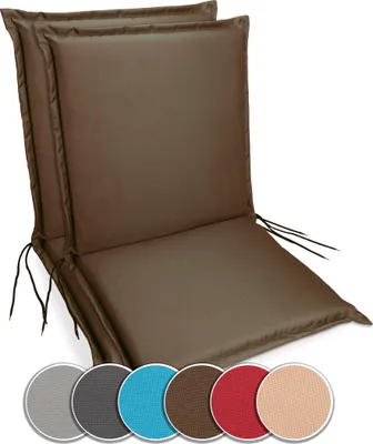 Produktbild von sunnypillow 2er Set Gartenstuhlauflagen  100 x 50  extra dick 9cm  Niedriglehner Auflagen waschbar wasserdicht  Polsterauflagen Outdoor Stuhlauflagen Polster Sitzkissen Gartenstuhl  Braun