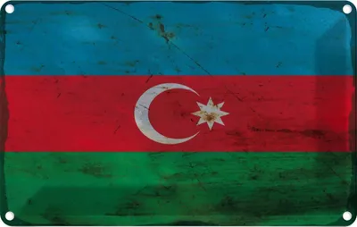 Image de vianmo Plaque en tôle 20x30 cm Drapeau Aserbaidschan Azerbaijan Rost