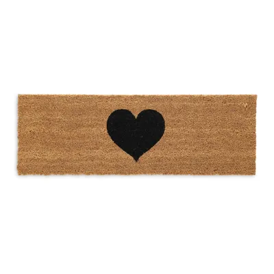 Obrázok produktu pre Relaxdays kokosová rohož, srdce, 75 x 25 cm, rohož do interiéru a exteriéru, protisklzová rohož zachytávajúca nečistoty, prírodná/čierna