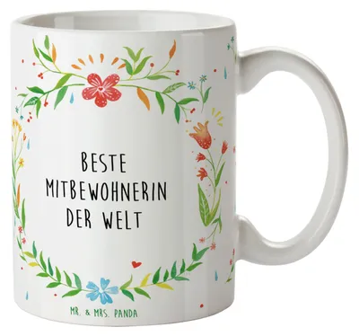 Produktbild von Mr. & Mrs. Panda Tasse Mitbewohnerin - Geschenk, Wohngemeinschaft, Stubenkameradin, haferl, Trinkbecher, Kaffeetasse, Kaffeebecher, WG, Zimmernachbarin, Teetasse