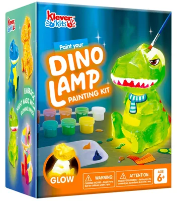 Produktbild von Klever Kits Dinosaurier Lampe Bastelset Kinder ab 6+ jahre,Basteln Mädchen ab 6 7 8 9 10 11 12 jahre,Kreatives Geschenke für Mädchen und Jungen, Dino Spielzeug Kinder,DIY Dino Lampe Malset