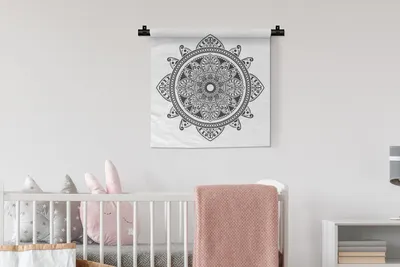 Produktbild von MuchoWow® Wandteppich Wandbehang Mandala Blumenmuster 60x60 cm Tapisserie Dekoration Wandtuch - Dekorationen - Wand Decke