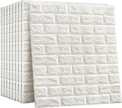 Produktbild von 10pcs 3D Wandaufkleber, Wandpaneele, 35cm*38.5cm*5mm, Wasserdicht,mit dreidimensionalem Ziegelsteinmuster und selbstklebendem Muster,Weiß