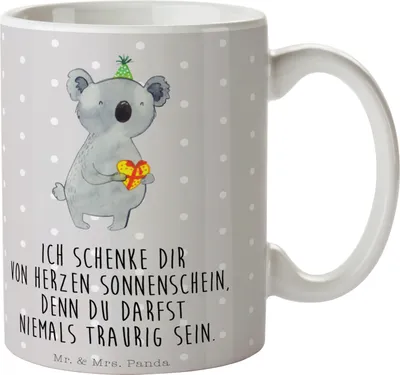 Produktbild von Mr. & Mrs. Panda Kaffeebecher Koala Geschenk - Grau Pastell - Becher, Tasse mit Spruch, Party, bedruckt, Teetasse, Keramiktasse, Geburtstag