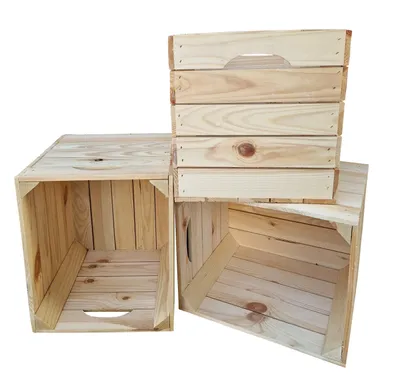 Produktbild von Holzkiste für Kallax 33x38x33 cm 3er Set Natur – Kallax Box & Einsatz mit Griffen, stabile Regalbox aus Holz