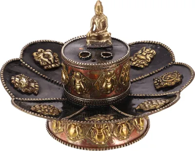 Produktbild von Tibetischer Räucherstäbchenhalter, Messing Lotus Räucherstäbchenhalter - Klein, Braun, Kupfer,Messing, 8*12*12 cm, Räucherstäbchen Halter
