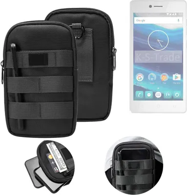 Produktbild von K-S-Trade Holster Gürtel Tasche kompatibel mit Qilive Q7 5 Handy Tasche Schutz Hülle dunkel-grau viele Fächer, 1x