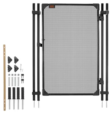 Produktbild von VEVOR Poolzaun-Tor, 1,2 x 0,75 m Eingelassene Schwimmbecken-Zauntor, Außensicherheitszaun-Tür-Kit mit Metallriegel, 352 gsm Teslin PVC-Mesh, Rundrohr, abschließbar und einfach zu installieren, Schwarz, Quadratrohr-ohne Verstärkungsstab
