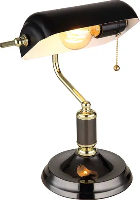 Produktbild von LED Tischleuchte, Bankerlampe, Metall schwarz gold, H 34 cm