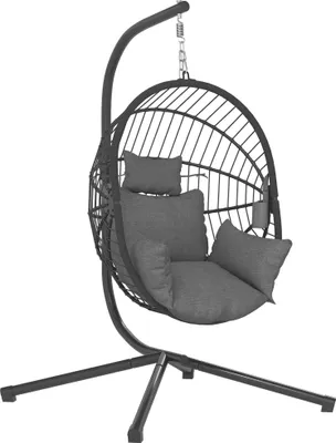 Produktbild von Outdoor Hängesessel Hängesessel, inkl. Polster, Egg-Chair, 120 cm x 106 cm x 188 cm,  Grau