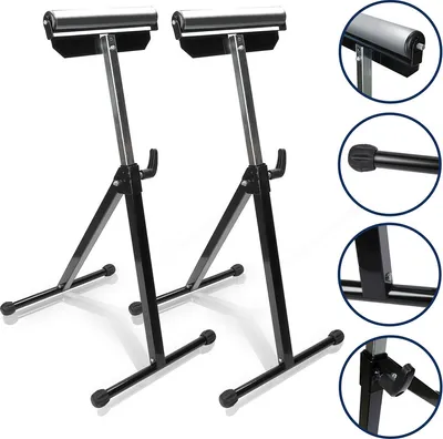 Produktbild von karpal 2 ks sklápacie stolíky na kolieskach, 68-108 cm skladacie, nosnosť 90 kg, 30 cm široké nastaviteľné stolíky na kolieskach, plynulé nastavenie a skladanie