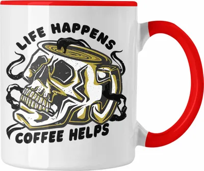 Produktbild von Trendation - Tasse Totenkopf Kaffeeliebhaber Geschenk Spruch (Rot)