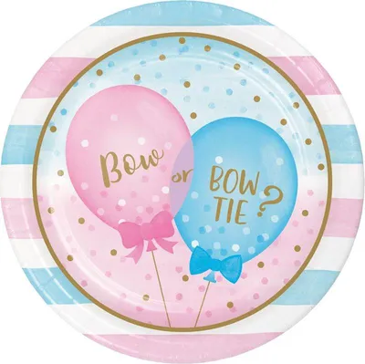 Produktbild von 8 Papp Teller Babyparty Schleife oder Schlips?
