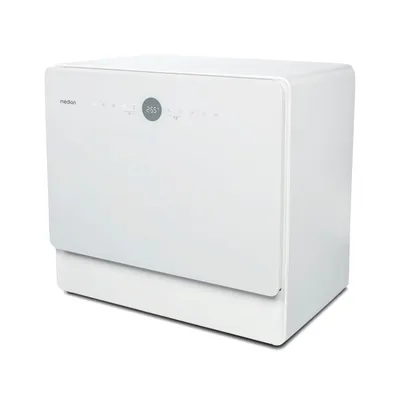 Produktbild von MEDION Mini Geschirrspüler DWT50 (Tischgeschirrspüler, Spülmaschine, 5 Maßgedecke, funktioniert mit Wasseranschluss, 35 cm tief, 7 Reinigungsprogramme, MD 37775) weiß